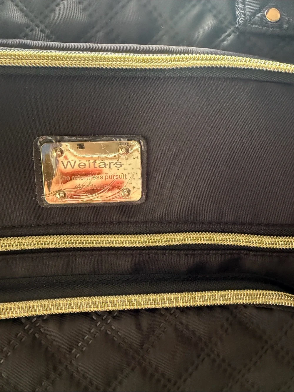 Weitars Women Bags Black Quilted Backpack Tote with Gold Accents